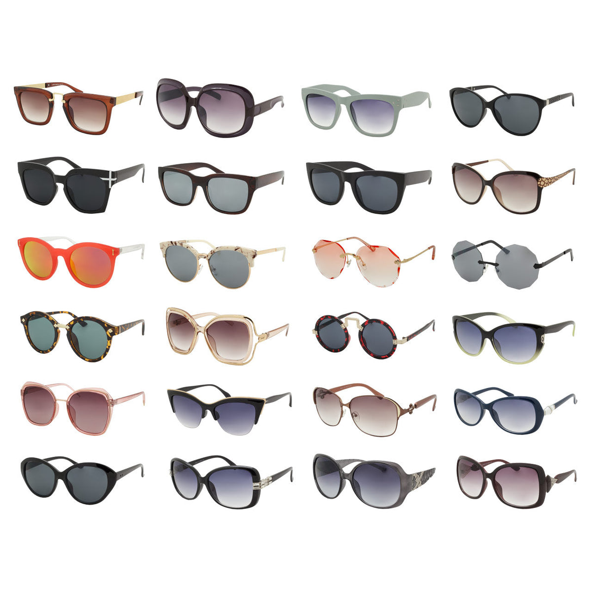 MIX #1 TRENDY WOMEN'S ASSORTED UV400 SUNGLASSES (Sold by the 6 PC OR 12 PC LOT)
