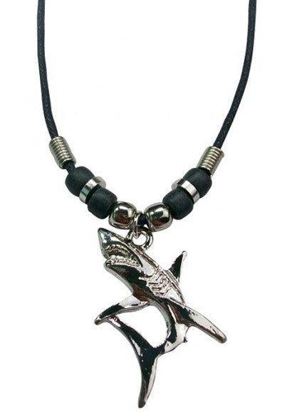 SILVER GREAT WHITE SHARK ROPE NECKLACE  ( sold by the piece or dozen ) *- CLOSEOUT AS LOW AS 50 CENTS EA