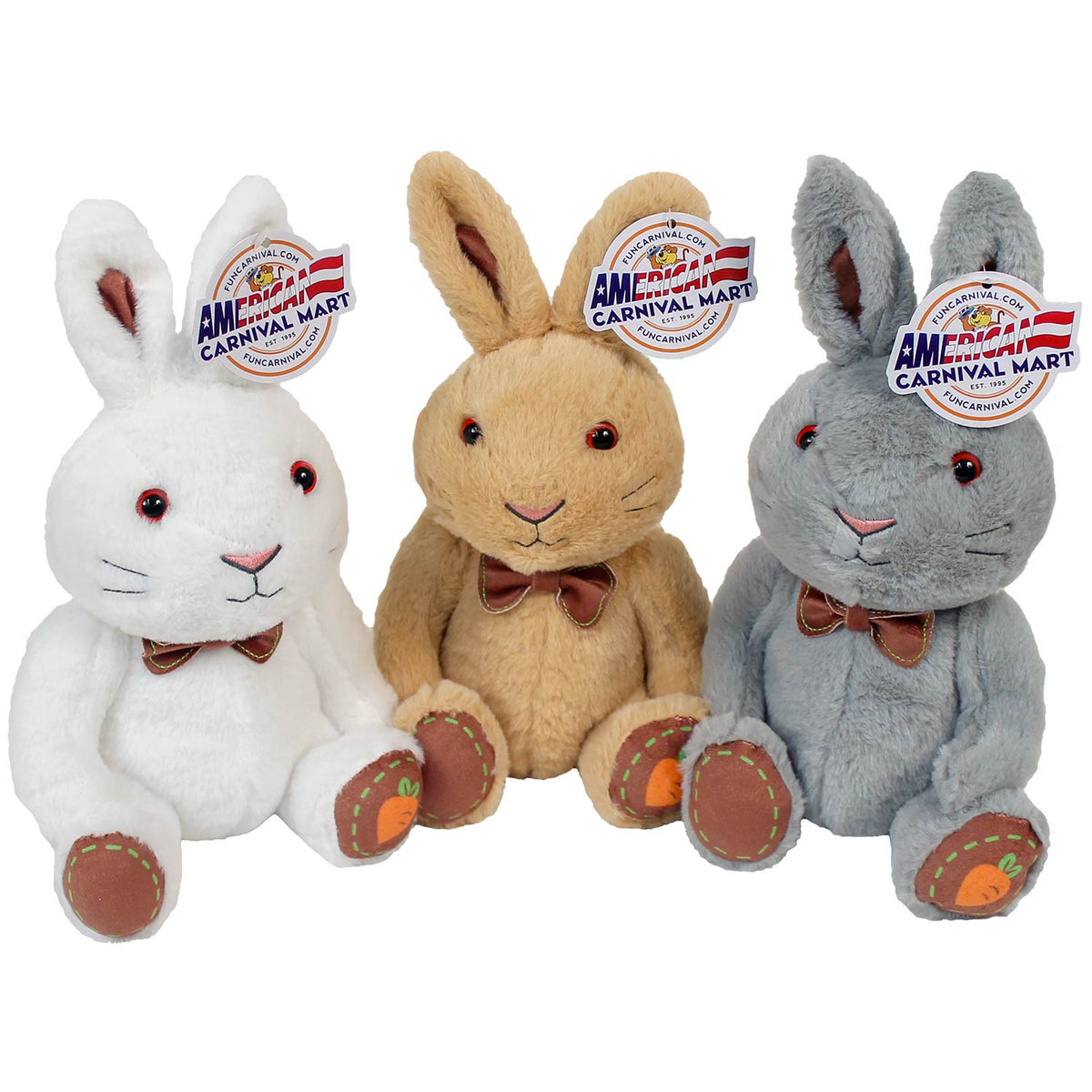 Plush Sitting Bunny With Bow Assorted 10" (EACH)