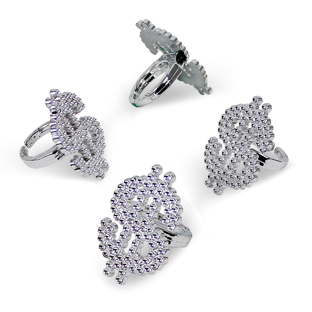 Child Size Silver Plated Dollar Sign Rings 1.25" (144 PACK)