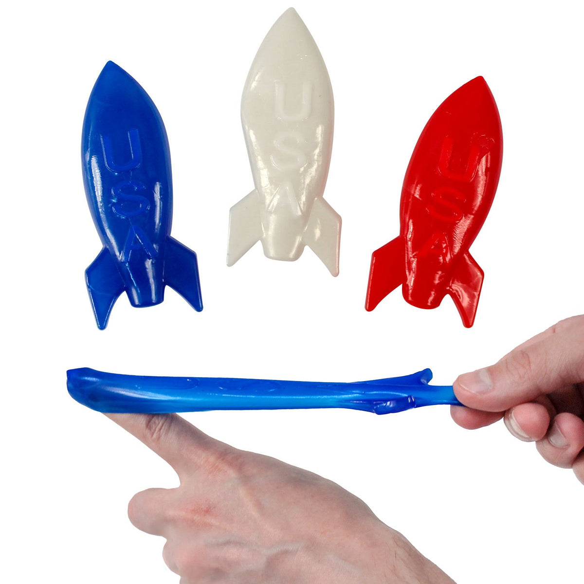 Red White and Blue Flying Stretchy Rocket Assortment 3.5" (100 PACK)