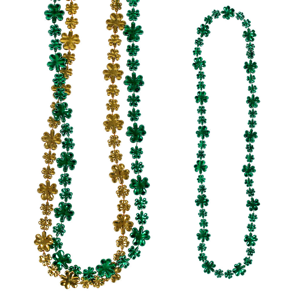 Beads - Green and Gold Shamrock Assortment 36" (DZ)