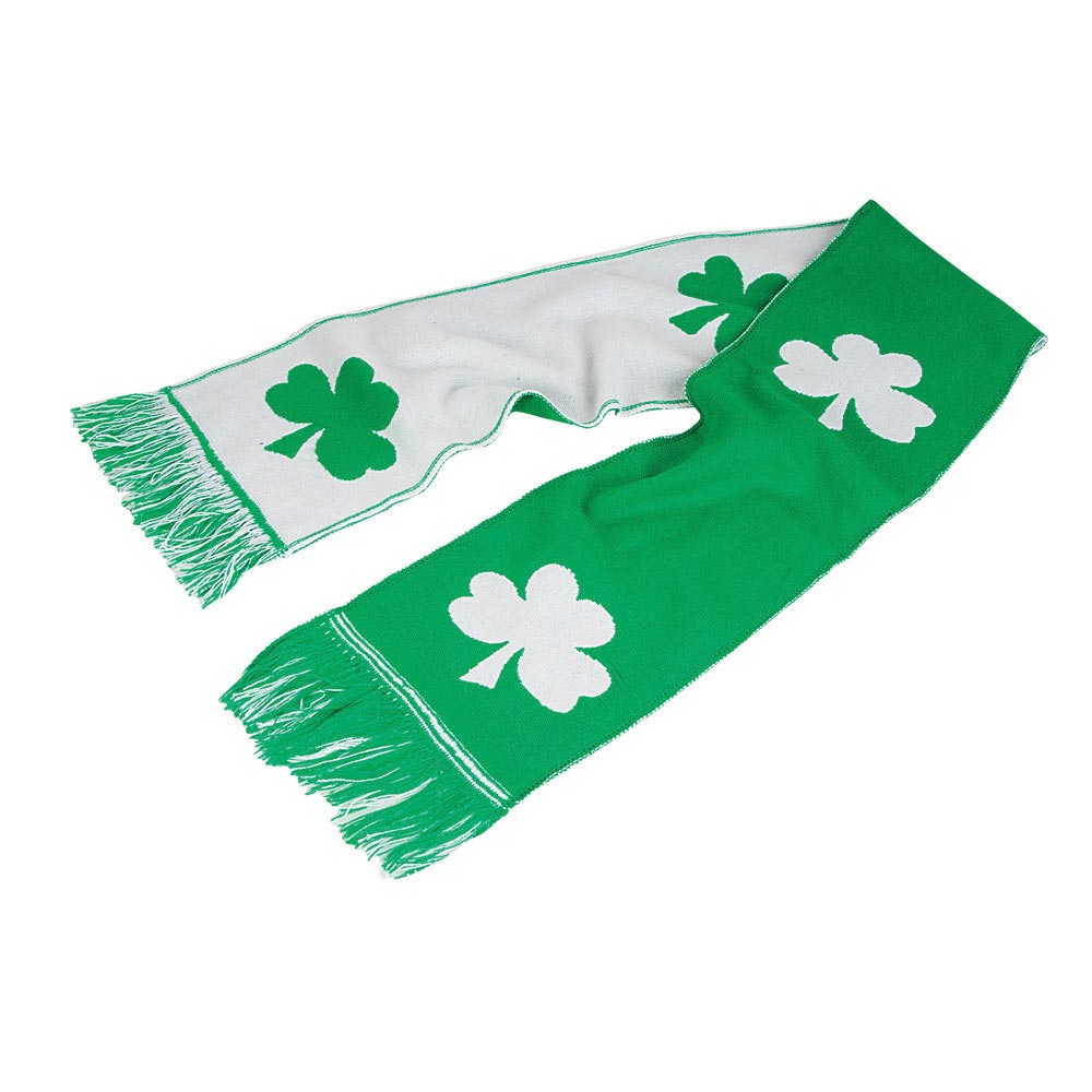Green and White Shamrock Scarf 48" (EACH)