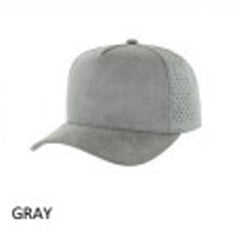 K804SDP KAMEL HIGH CROWN SLIGHT CURVE, 5 PANEL, SUEDE PERFORATED HATS
