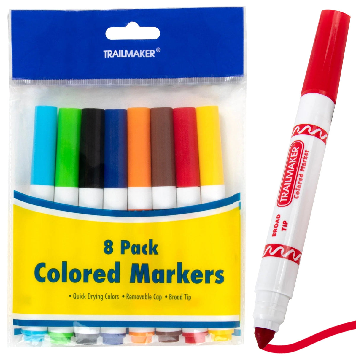 Bulk Trailmaker Broad Tip Colored Markers - 8 Pack