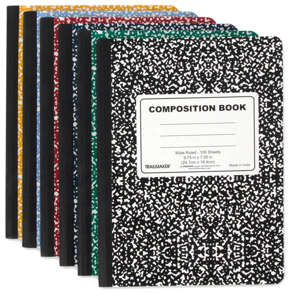 Bulk Trailmaker Composition Book, Wide Ruled, 100 Sheets - Assorted Colors