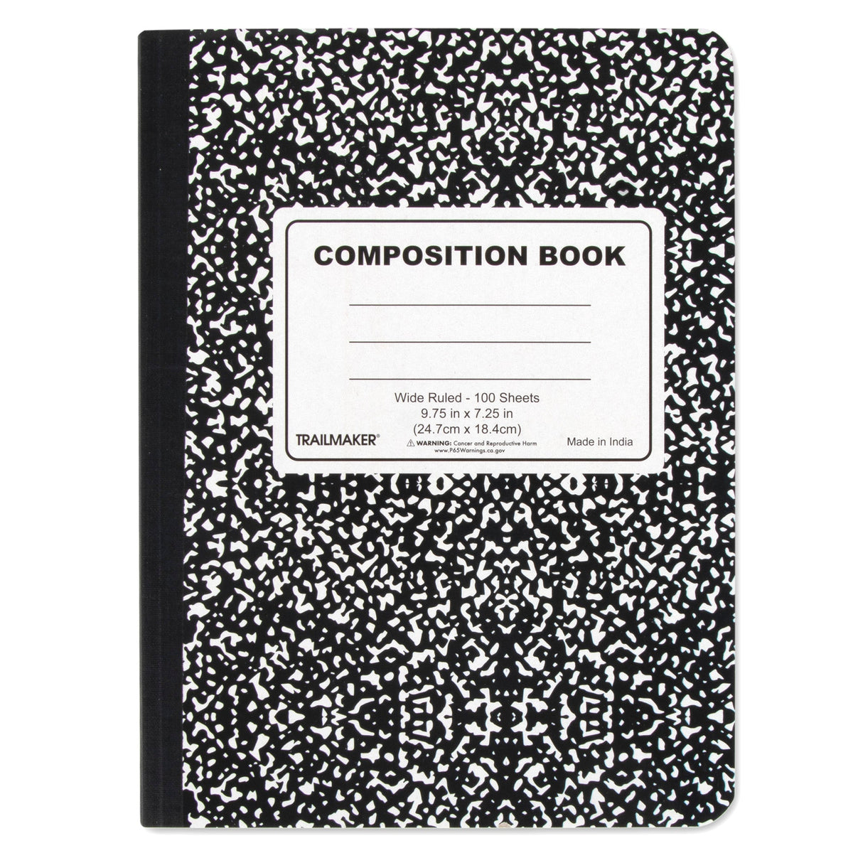 Bulk Trailmaker Composition Book, Wide Ruled, 100 Sheets - Classic Black & White