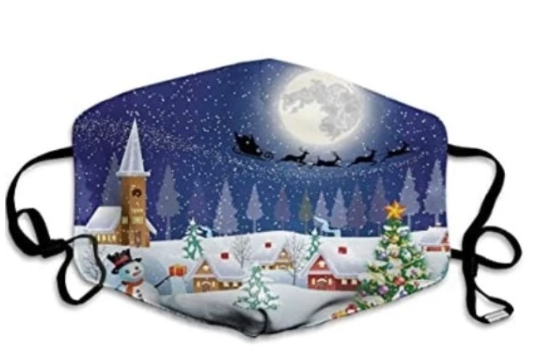 SANTA CLAUS CHRISTMAS HOLIDAY REUSABLE WASHABLE COTTON MASK with filter included (sold by the piece or dozen)