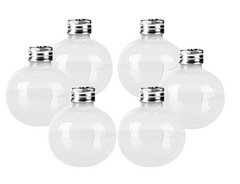 LIQUOR /CRAFT FLASK CLEAR FILLABLE ORNAMENT! (sold by the piece, 6 pack or dozen)