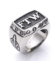 FTW #3 MIDDLE FINGER METAL BIKER RING (sold by the piece)