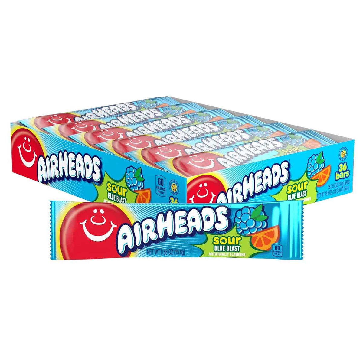 Airheads Sour Blue Blast Bars (36 PACK)