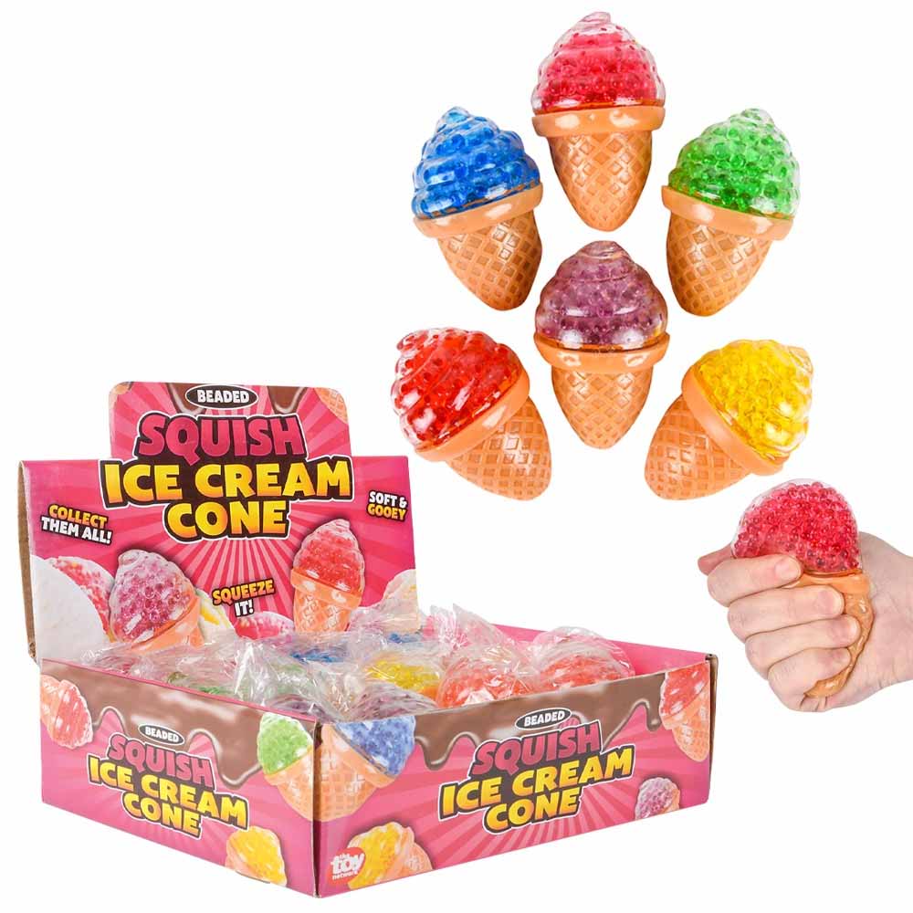 Squeezy Bead Ice Cream Cone Assortment 3.5" (DZ)