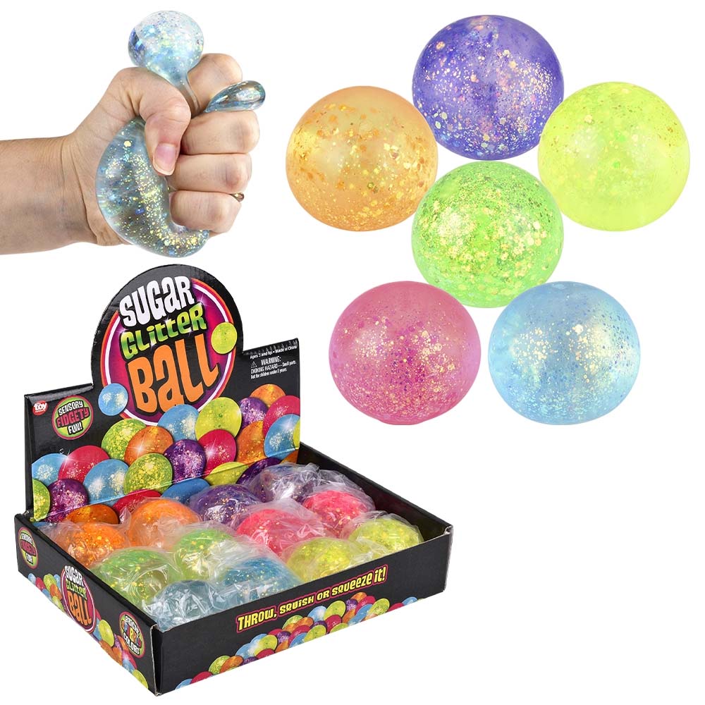 Squeezy Glitter Sugar Ball Assortment 2.4" (DZ)