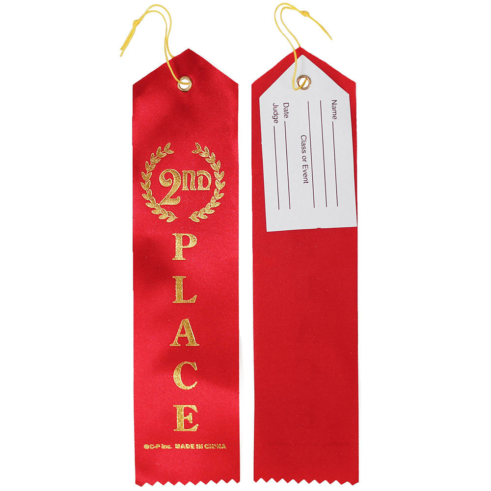 Award Ribbon - Second Place Red 8" (DZ)