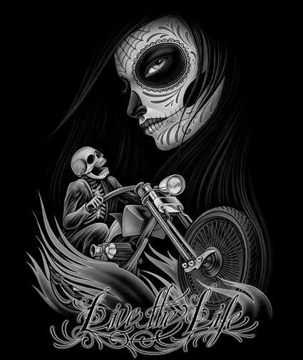 LIVE THE LIFE BIKER LADY MOON SHORT SLEEVE TEE-SHIRT  (Sold by the piece)