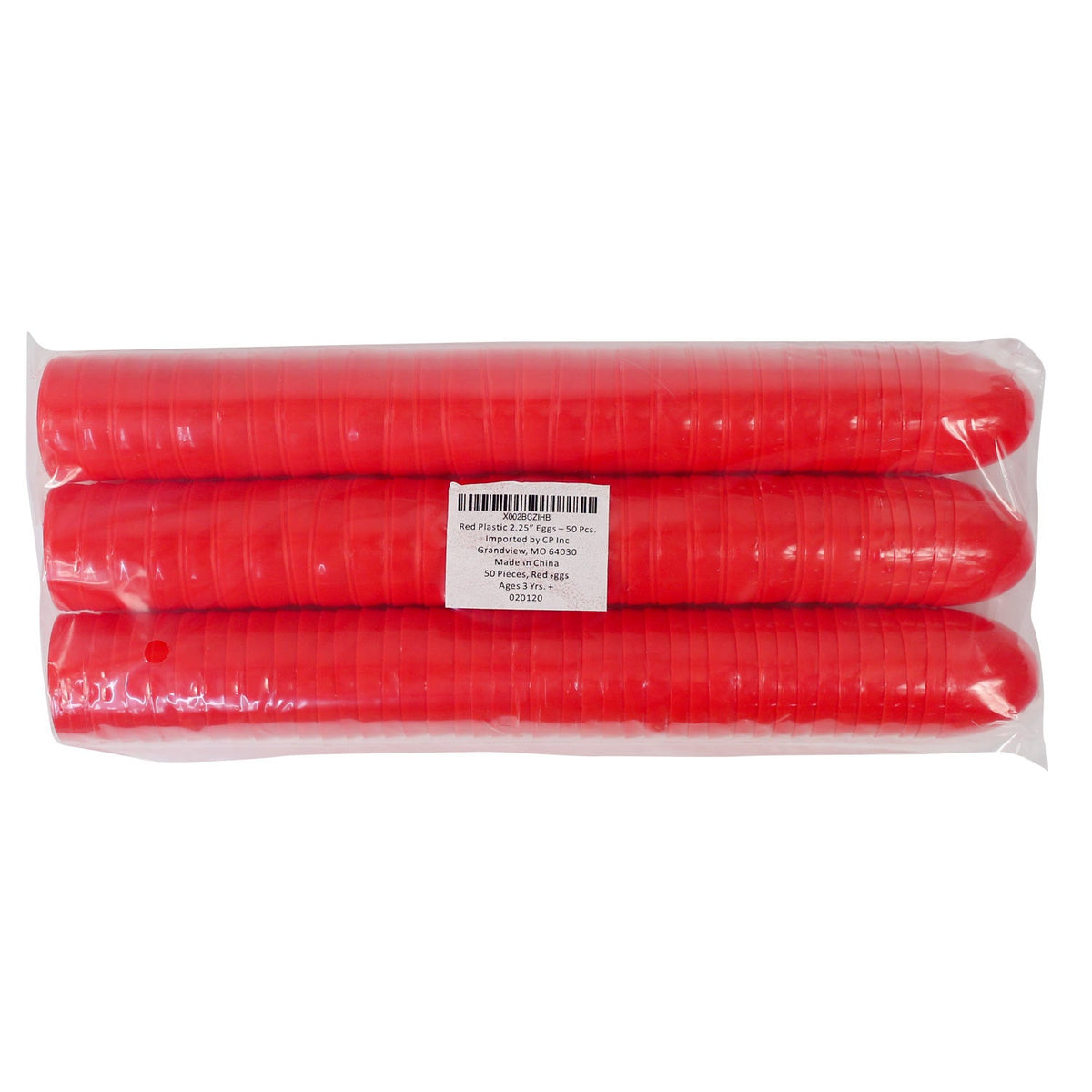 Two Piece Empty Plastic Easter Eggs - Red 2.25" (50 PACK)