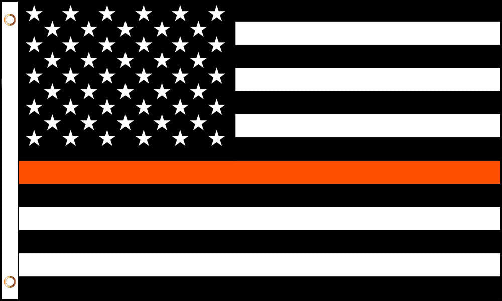 AMERICAN BLACK WHITE ORANGE THIN LINE police  3 X 5 FLAG ( sold by the piece )