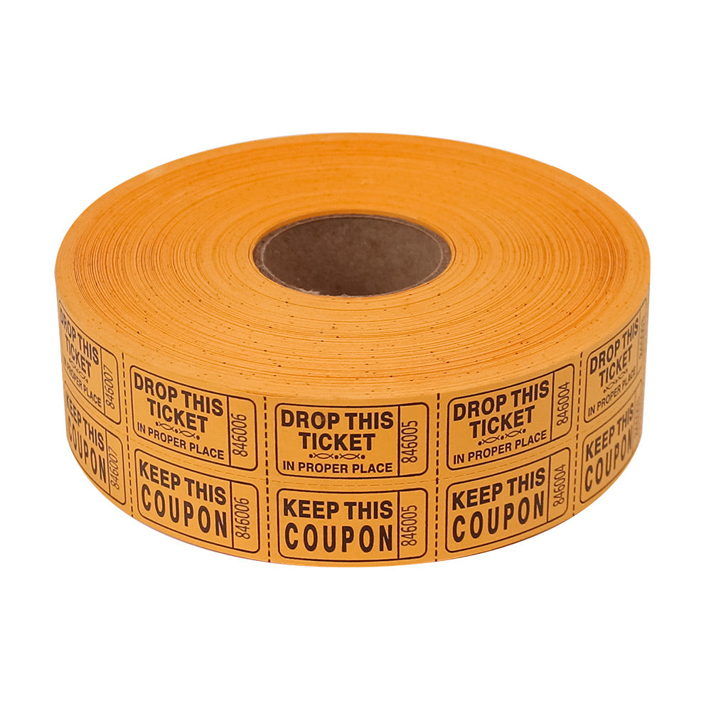 Double Roll Raffle Tickets - Orange 2000 Roll (EACH)