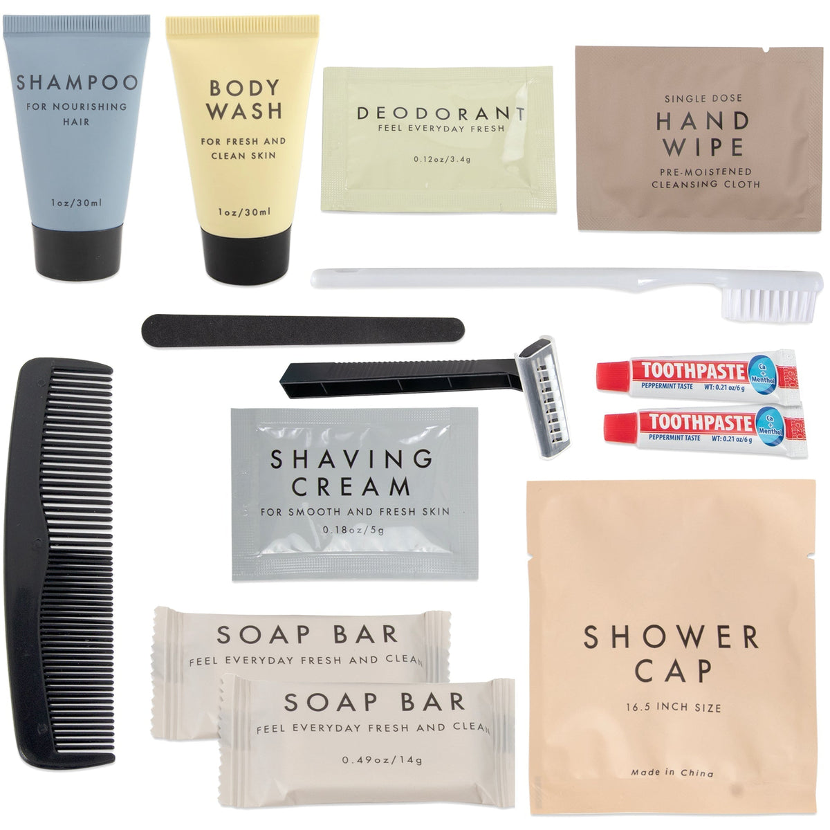 15-Piece Classic Travel Hygiene Kit