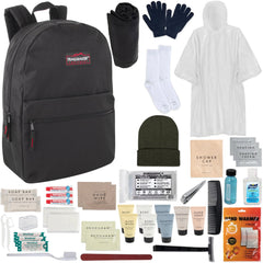 45-Piece Warm Essential  Homeless Hygiene Kit with Backpack, Blanket, Rain Poncho & Socks
