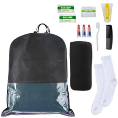 10-Piece Deluxe Homeless Hygiene Kit with Cinch Travel Bag with Clear Window, Socks, Blanket