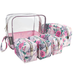 Clear Cosmetic Travel Case Carryall Set - Floral Print