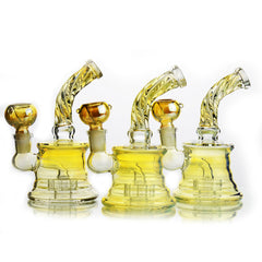 6" Mini Portable Bong Silver Fumed Body 14mm Glass Bowl for Dry Herb