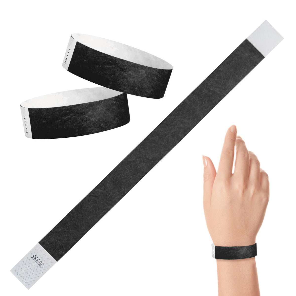 Tyvek Paper Wristbands - Black 3/4" (500 PACK)