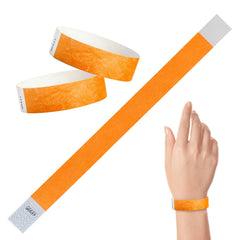 Tyvek Paper Wristbands - Neon Orange 3/4" (100 PACK)