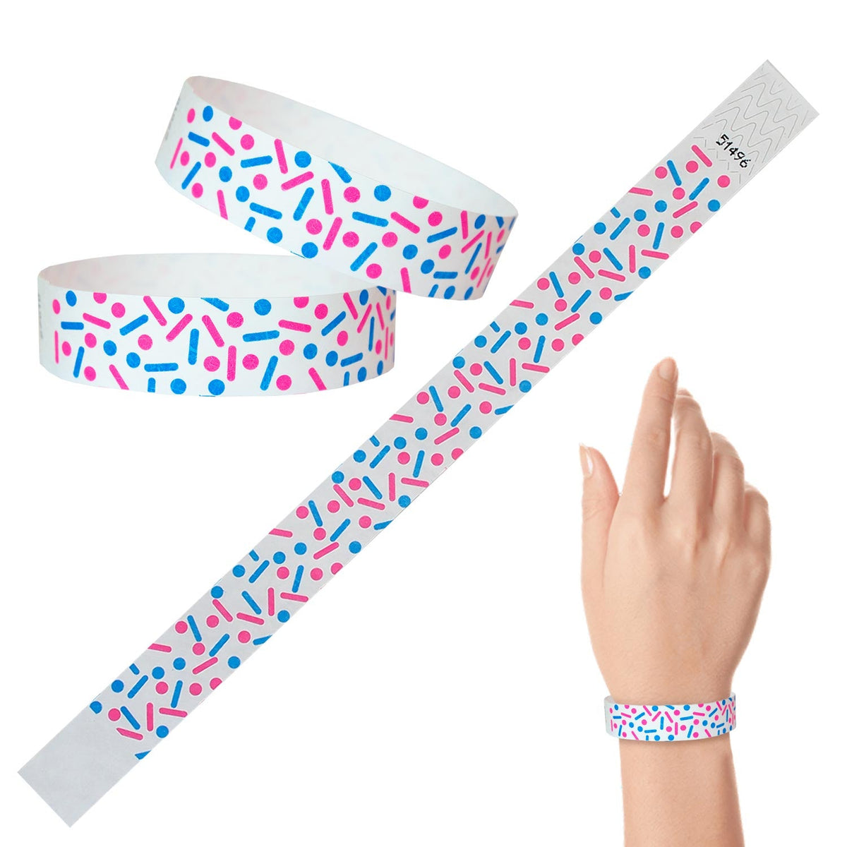 Tyvek Paper Wristbands - Sprinkles 3/4" (500 PACK)
