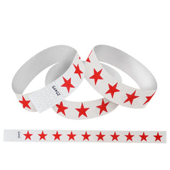 Tyvek Paper Wristbands - Red Stars 3/4" (500 PACK)