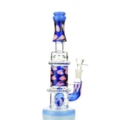 10.5" Double Glass Gold Fume Water Pipe with M9 Perc and 14mm Male Bowl