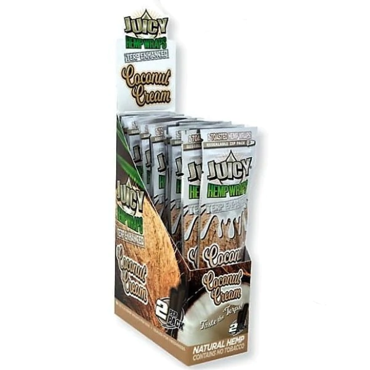 Coconut Cream  Juicy Hemp Wraps Terp Enhanced - 2 Wraps Per Pack - (25 Count Displays)
