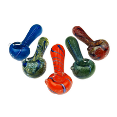 3" Hand Pipe Spoon fancy Frit Glass