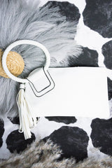 NGIL White Faux Leather Bangle Clutch