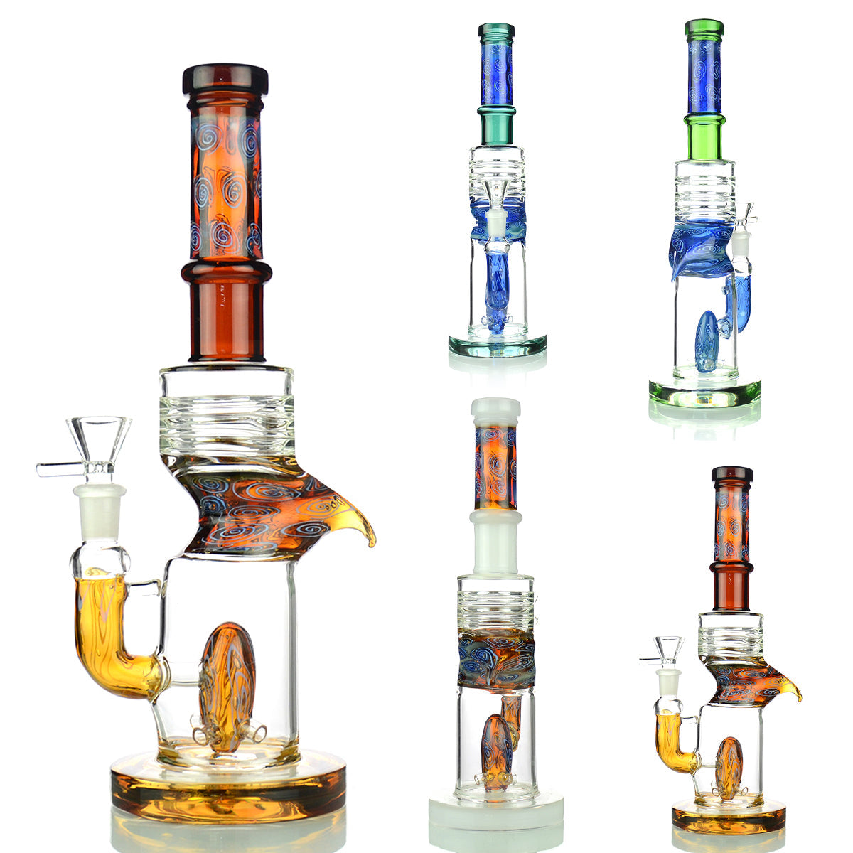 12" Water Pipe Zong Double Glass Tube with Dome Perc and 14mm Male Bowl