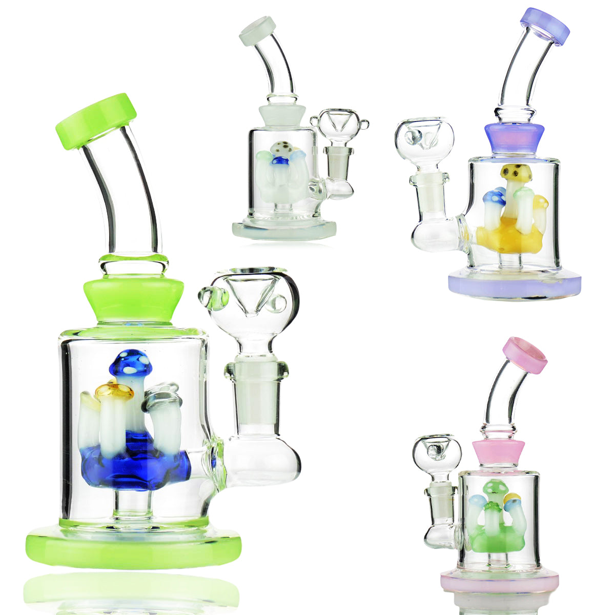 6" Slime Color Water Pipe with Mushroom Shower and 14mm Male Bowl