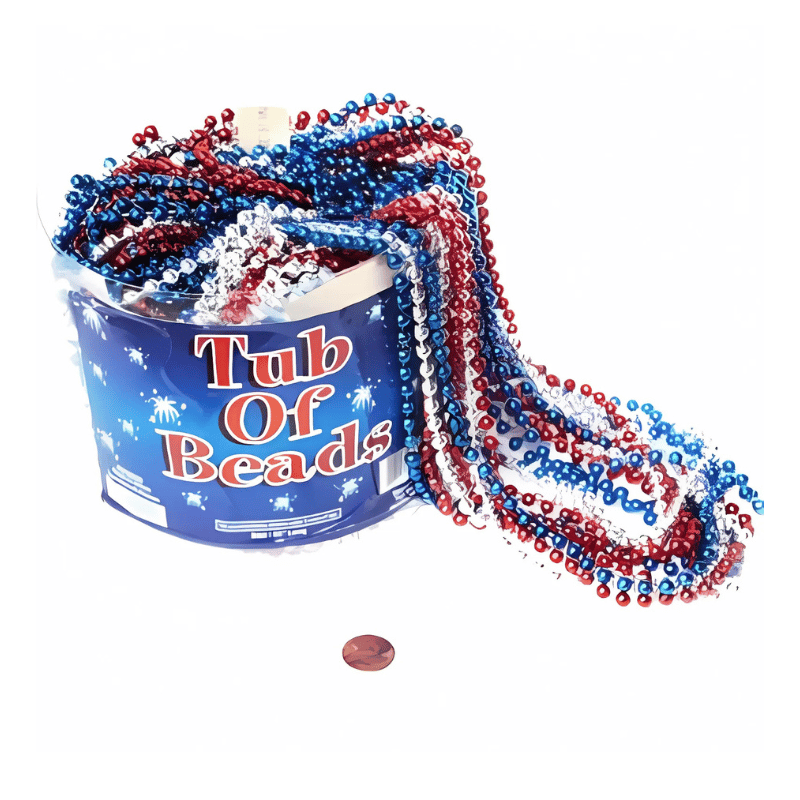 Red Blue and Silver Metallic Bead Necklaces (72/package) 26?› each