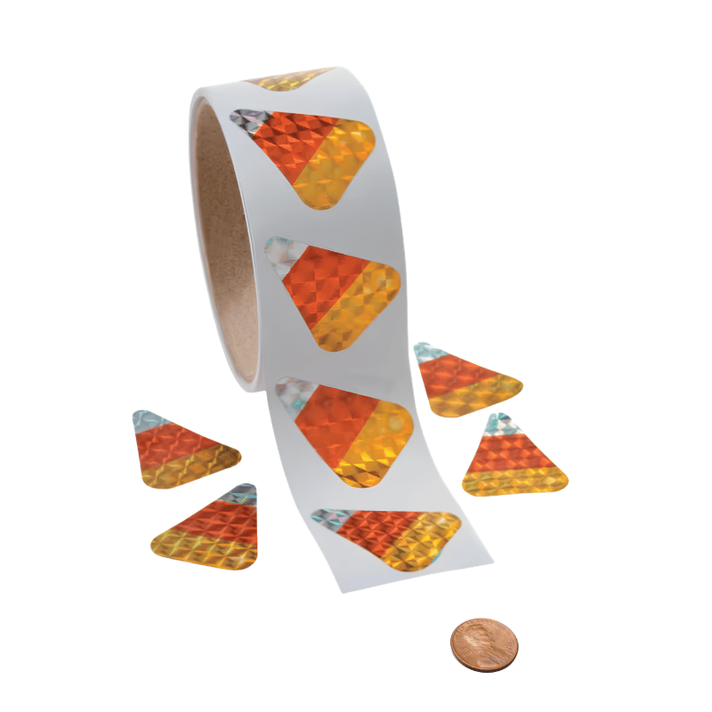 Candy Corn Prism Sticker Roll (100 stickers per roll) 4?› each