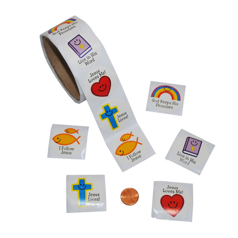 Christian Smile Face Sticker Roll (100/roll) 3?› each