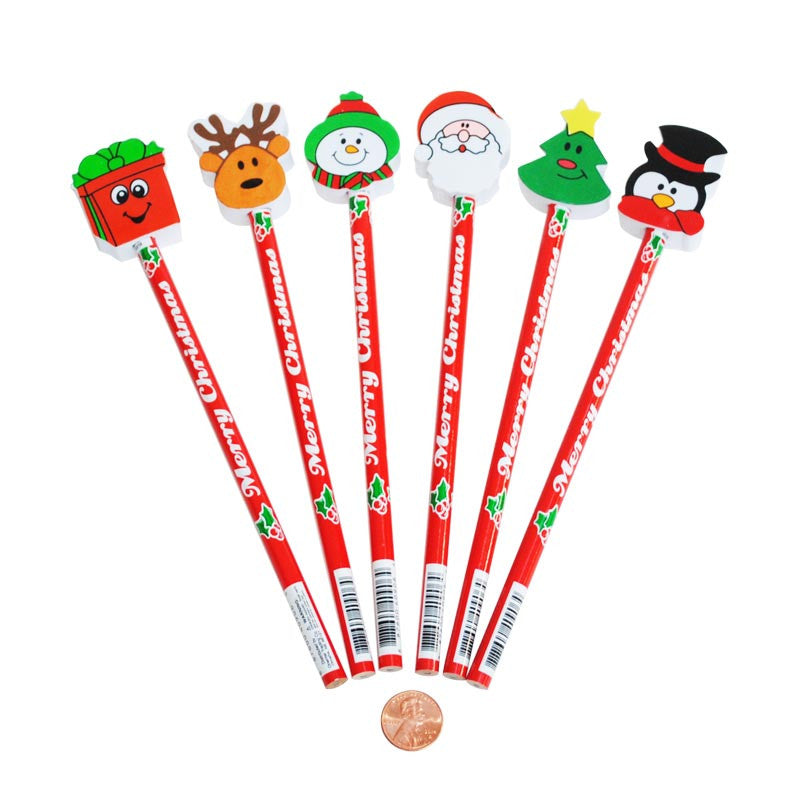 Christmas Pencils with Holiday Erasers (24 total pencils in 2 bags) 57?› each