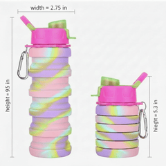 Collapsible Silicone Water Bottle 17oz BPA-Free -Multicolor