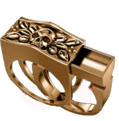 ROSE GOLD  HIDDEN COMPARTMENT SKULL METAL BIKER RING (sold by the piece)