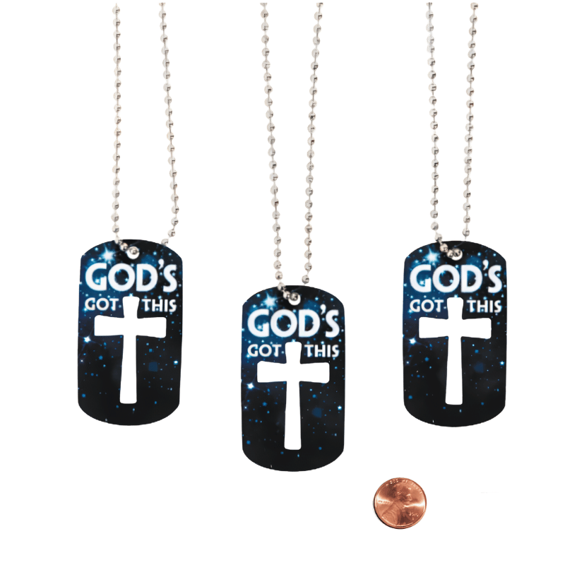 God's Got This Cross Dog Tag Necklace (24 total necklaces in 2 bags) 64?› each