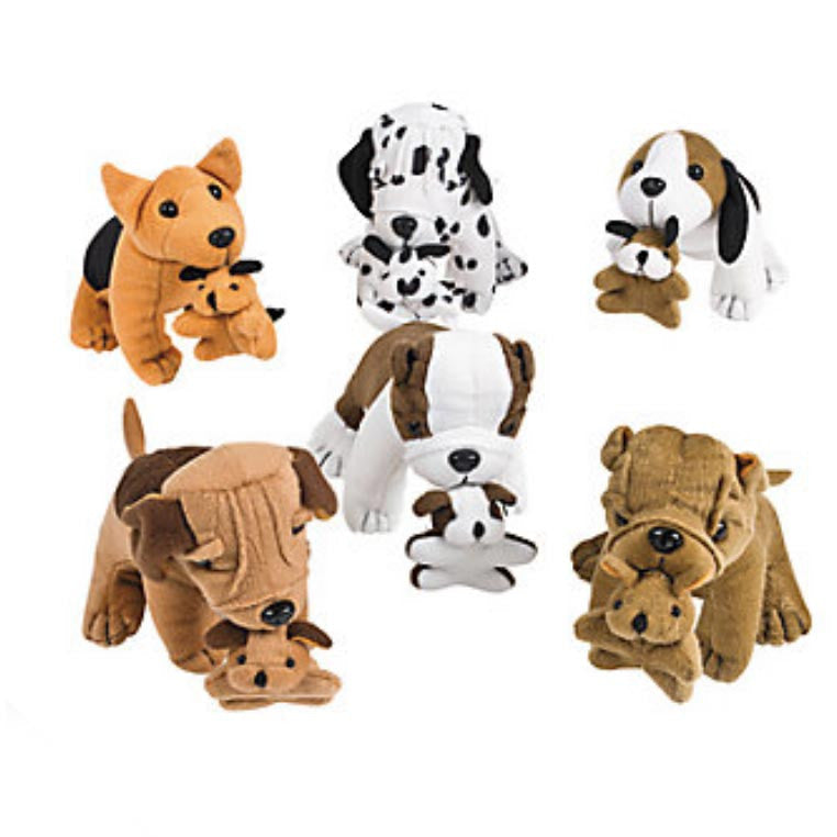Plush Dogs with Puppies (24 total mom & pup sets in 2 bags) $2.27 each