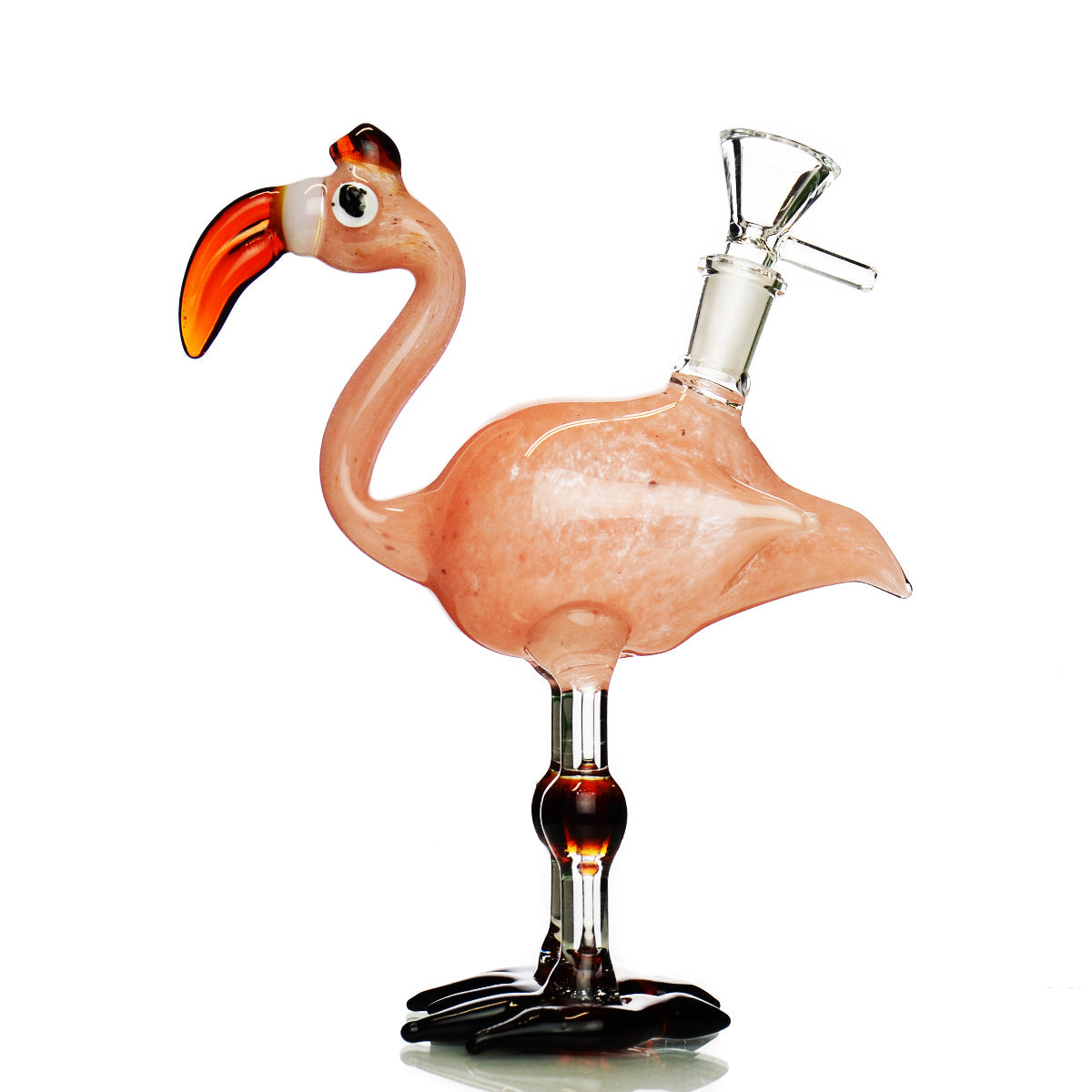 8" Flamingo Water Pipe with Glass Frit and 14mm Male Bowl