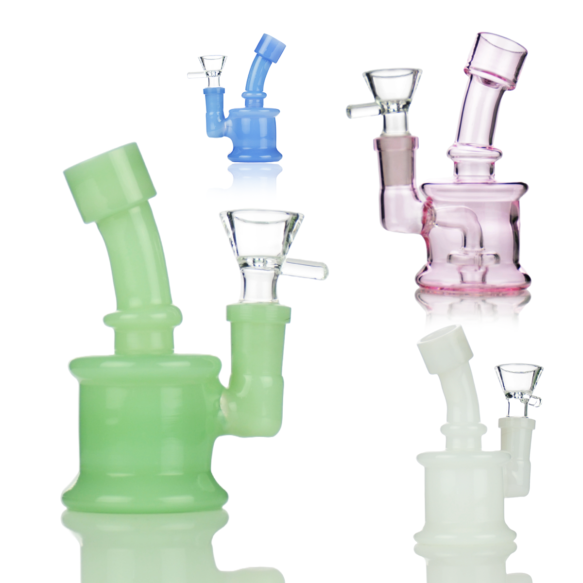 4" Mini Water Pipe Bong with Color Tube Glass and 14mm Male Bowl