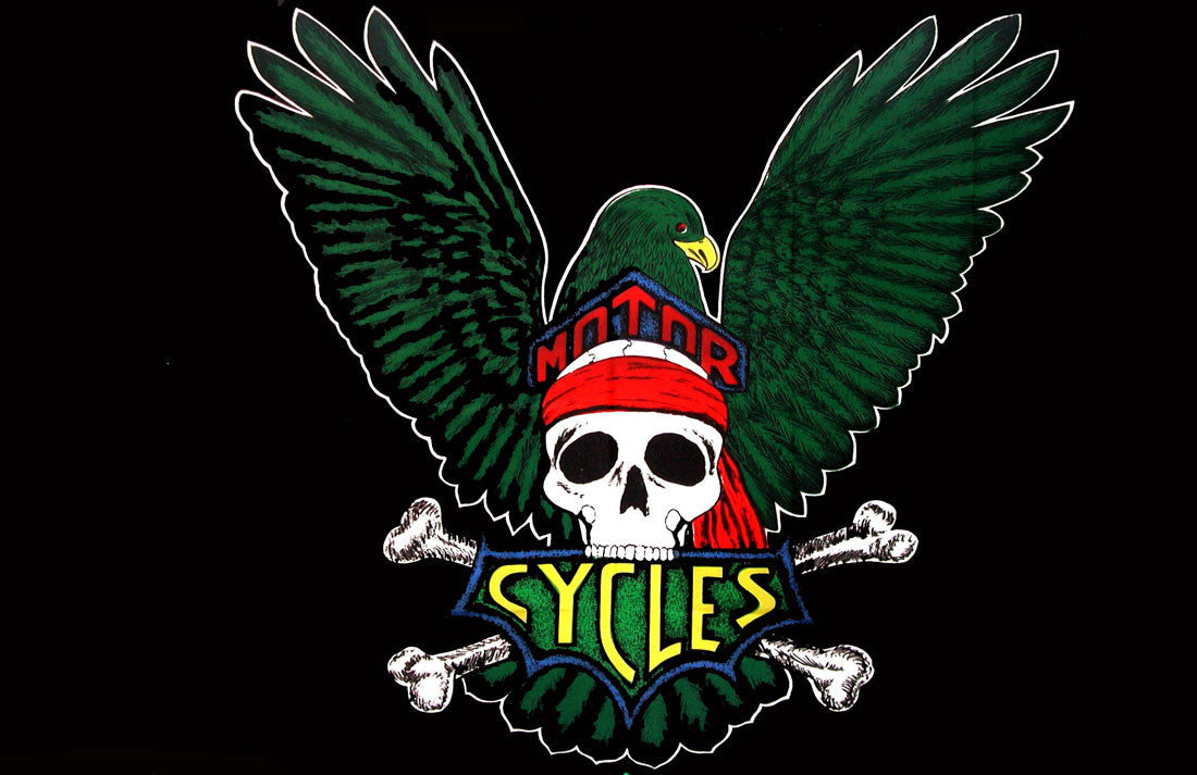 EAGLE WING AND SKULL MOTORCYCLE 3' X 5' BIKER FLAG (Sold by the piece) *- CLOSEOUT NOW $1.95 EA