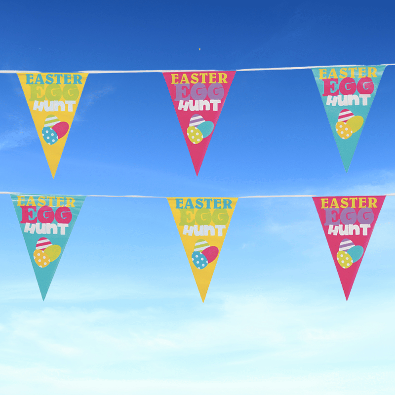 Plastic Easter Egg Hunt Pennant Banner (100 feet long!)