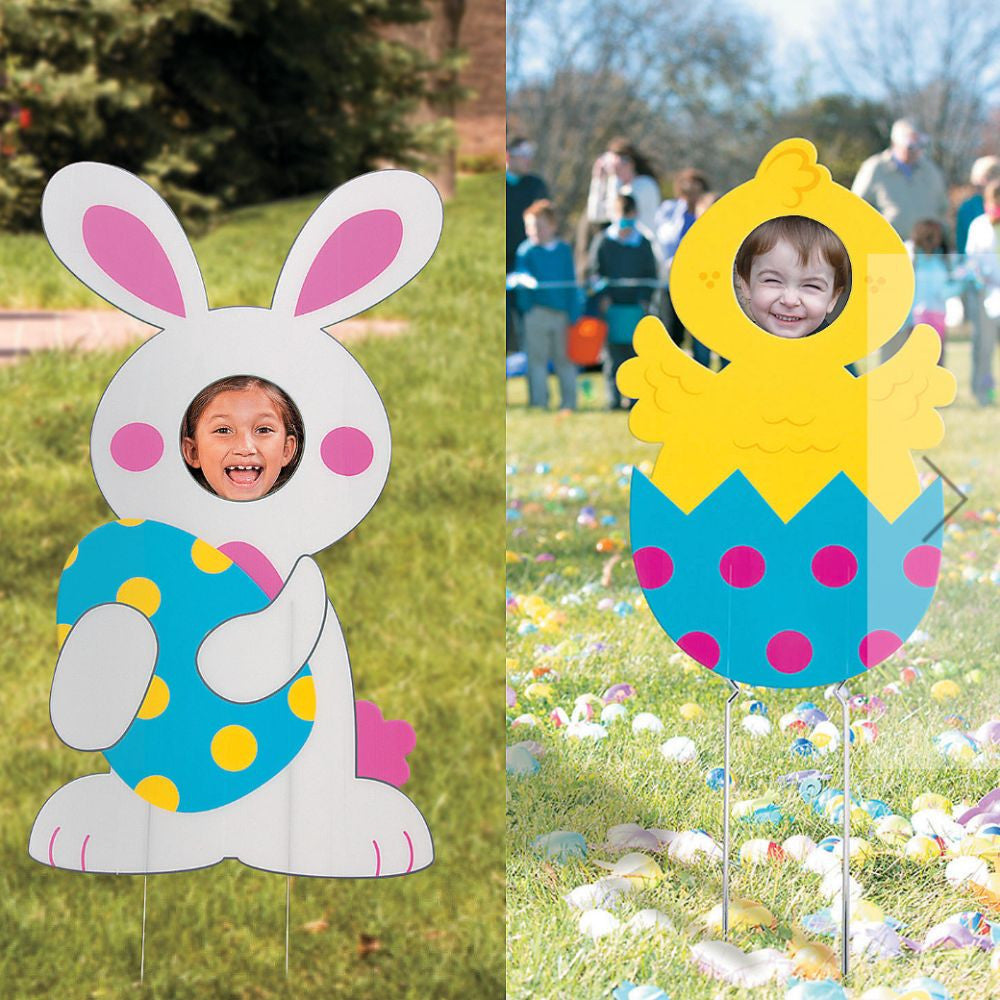 Easter Yard Sign Photo Kit - Chick & Bunny Plastic Set
